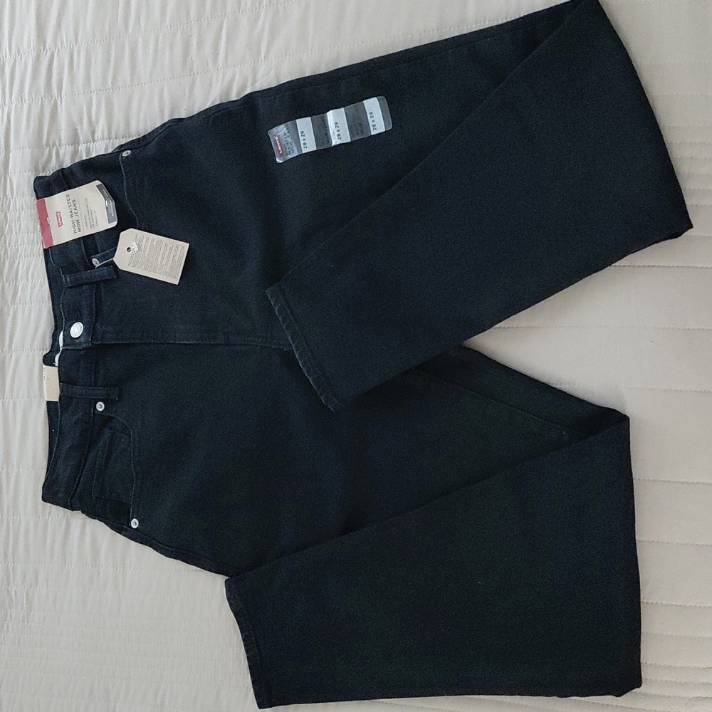 Levi's High Waisted Mom Jeans Flash Black Sz 28 Nwt - Picture 8 of 12